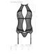 Корсет с пажами Passion SATARA CORSET L/XL black, стринги, кружево, застежки спереди и сзади SO8475 фото 5