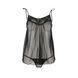 Сорочка прозрачная беби долл Passion MELANIA CHEMISE S/M, black, трусики, на тонких бретелях EL16305 фото 3