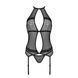 Корсет с пажами Passion SATARA CORSET L/XL black, стринги, кружево, застежки спереди и сзади SO8475 фото 3