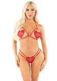 Комплект Leg Avenue Open Cup Bra and Pearl String One Size, Red SX1752 фото