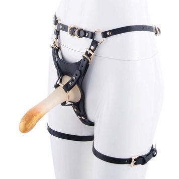 Страпон LOCKINK SEVANDA Queen Sheba Strapon Golden Dildo, регулируемые крепления, силиконовый дилдо SX0874 фото