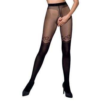 Колготки с открытым доступом, двойная плотность Passion TIOPEN 012 3/4 (20/40 den), black SO5815 фото