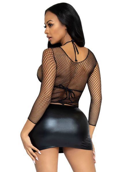 Сетчатый топ Leg Avenue Long Sleeves T-Shirts Black, One Size SO9104 фото