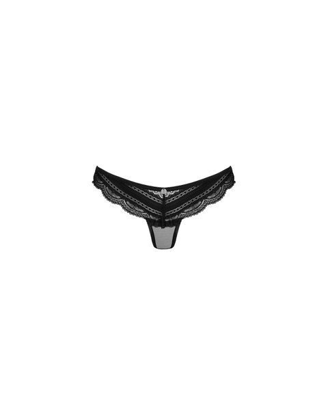 Полупрозрачные трусики с подвеской Obsessive Ivannes panties black L/XL, черные SO7281 фото