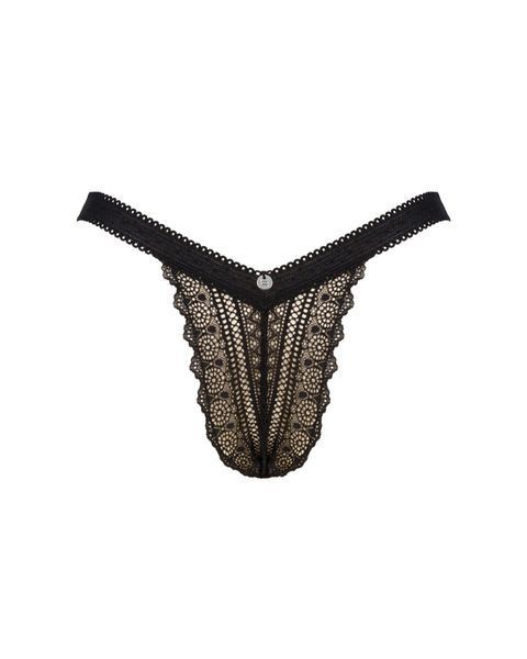 (SALE) Мереживні трусики із заниженою талією Obsessive Estiqua panties XS/S, black SO7705 фото