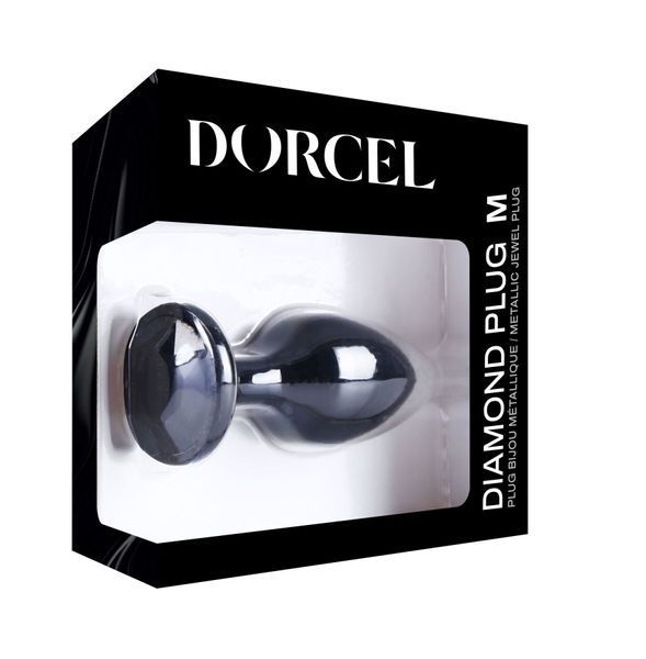 Металлическая анальная пробка с кристаллом Dorcel Diamond Plug Black M SO7809 фото