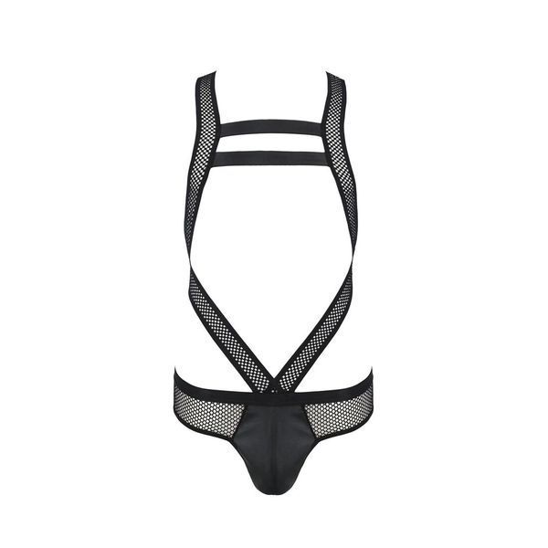 Чоловіче еротичне сітчасте боді Passion 045 VICTOR L/XL Black, екошкіра, сітка SO7606 фото
