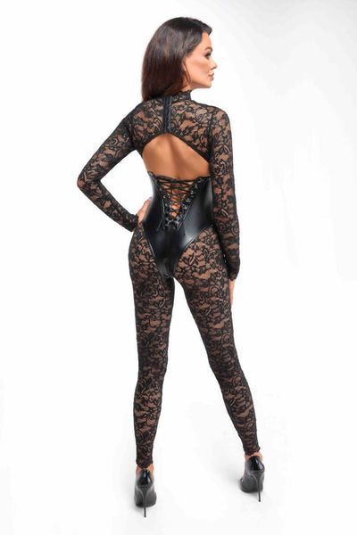 Комбинезон Noir Handmade F299 Enigma, XL, кружево, длинный рукав, имитация корсета, доступ SX0234 фото