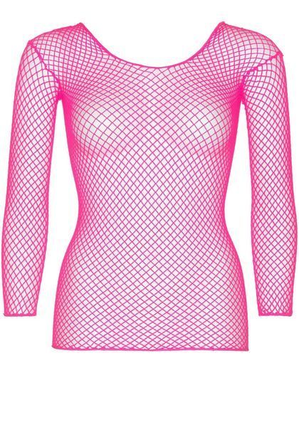 Сетчатый топ Leg Avenue Long Sleeves T-Shirts Neon Pink, One Size SO9105 фото