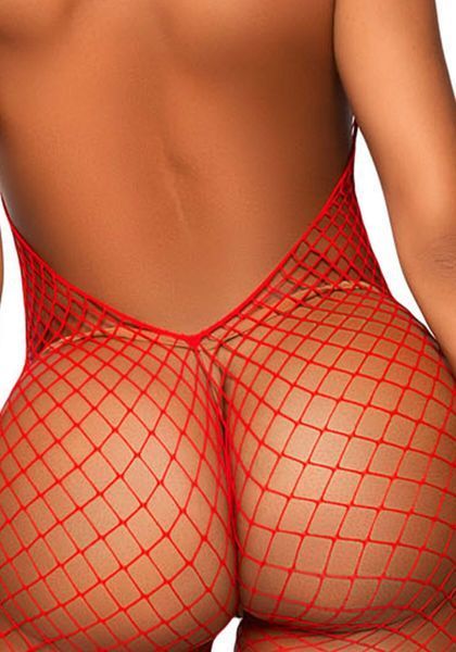 Эротический сетчатый бодистокинг Leg Avenue Racer neck bodystocking Red SO9158 фото