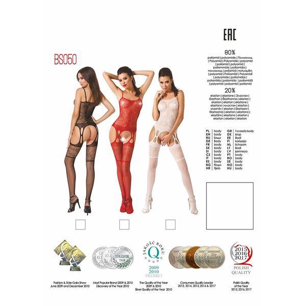 Бодістокінг Passion BS050 white, комбінезон, імітація панчіх і пояса PBS050W фото