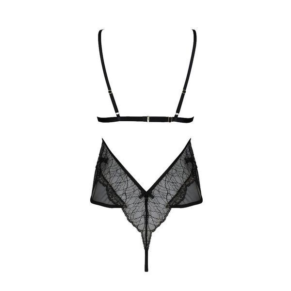 Боди Passion AMBERLY BODY 4XL/5XL black, ассиметричный крой, кружевной лиф, золотая нить SO7049 фото