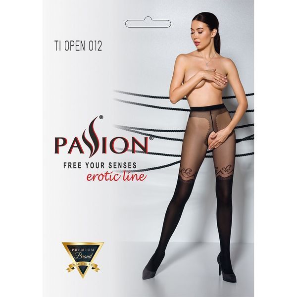 Колготки с открытым доступом, двойная плотность Passion TIOPEN 012 5 (20/40 den), black SO5917 фото