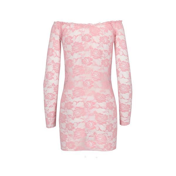 Прозора сорочка з довгим рукавом Passion YOLANDA CHEMISE XXL/XXXL, pink, трусики EL14309 фото