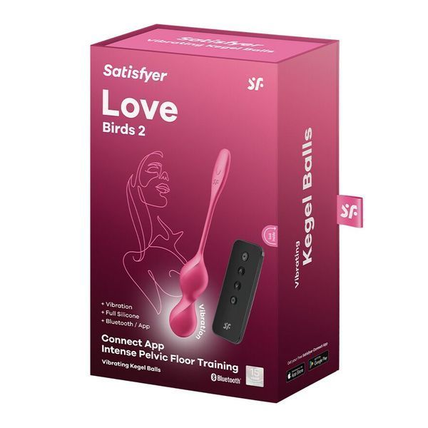 Вагинальные смарт-шарики с вибрацией Satisfyer Love Birds 2 Connect App Red, 86 г, пульт ДУ SX0571 фото