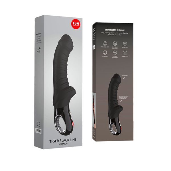 Вібратор для точки G Fun Factory TIGER black, ребристий, підходить для анальної стимуляції SX0930 фото