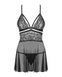 Еротичний мереживний комплект із сіточкою Obsessive 838-BAB-1 babydoll & thong black L/XL, чорний, п SO7182 фото 6