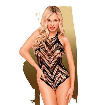 Боди с геометрическим орнаментом Penthouse - Go Hotter Black S/L SO4381 фото