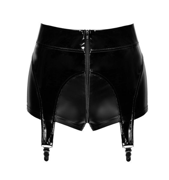 Шортики Noir Handmade F325 Glam, XXL, black, винил, высокая талия, крепления для чулок, с доступом SX0385 фото