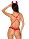 Эротический костюм чертика из стреп Obsessive Evilia teddy red L/XL SO7707 фото 2
