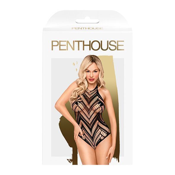 Боди с геометрическим орнаментом Penthouse - Go Hotter Black S/L SO4381 фото