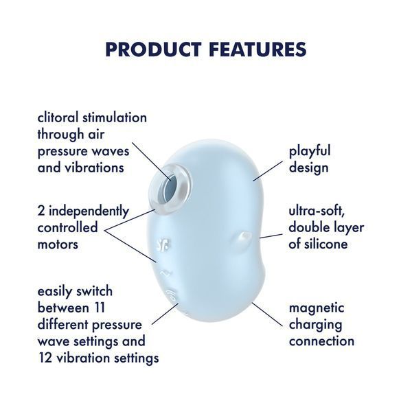 Вакуумный клиторальный стимулятор с вибрацией Satisfyer Cutie Ghost Blue SX0572 фото