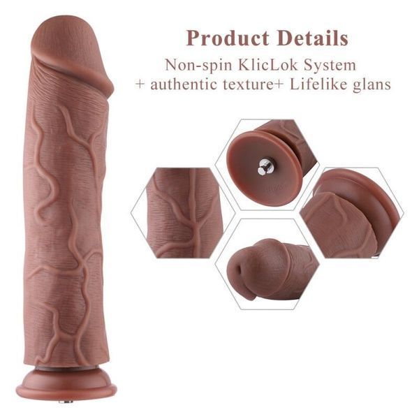 Силіконовий фалоімітатор для секс-машин Hismith 11&Prime; Silicone Dildo, система KlicLok SO6208 фото