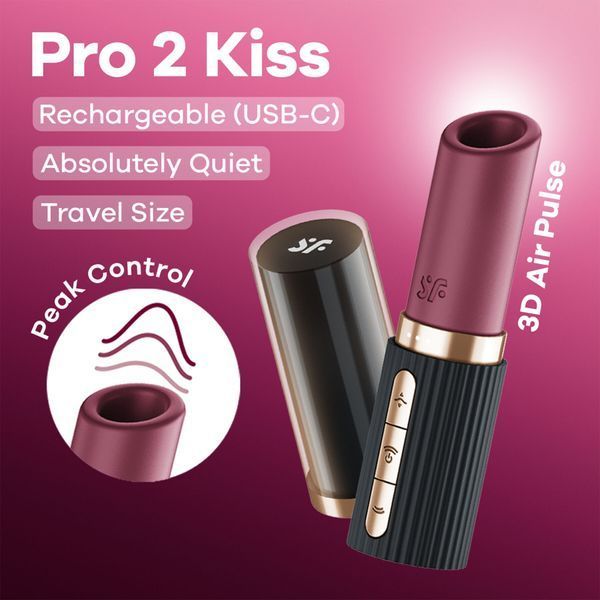 Вакуумний стимулятор Satisfyer Pro 2 Kiss, магнітна технологія 3D Air Pulse, 30 режимів, кришечка SX2166 фото