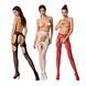 Эротические колготки-бодистокинги Passion S023 One Size, Black, имитация чулок с ромбами и пояском PSS023B фото 5