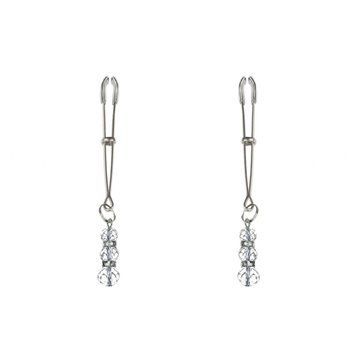 Тонкие зажимы для сосков с подвеской Feral Feelings - Thin nipple clamps, серебро/прозрачный SO9404 фото