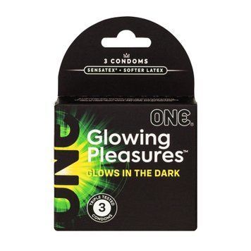 Презервативы ONE Glowing Pleasures, 3 шт, светятся в темноте, со смазкой, картонная упаковка SX0784 фото