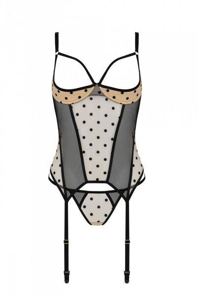 Корсет Passion MARINA CORSET, XXL/XXXL, beige, с открытыми чашками SO9728 фото