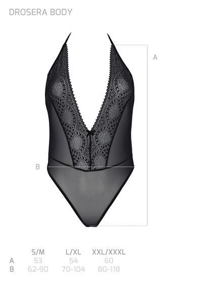 Боді Passion DROSERA BODY black, XXL/XXXL, високі вирізи, верх на зав&rsquo;язках SX0472 фото