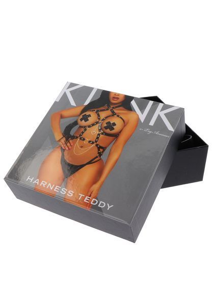 Портупея-тедди из экокожи Leg Avenue Heart ring harness teddy M, Black, подвеска-сердечко, цепи SO8564 фото