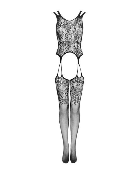 Бодістокінг Obsessive Bodystocking F237 XL/XXL, рослинне плетіння, імітація панчіх SO7234 фото