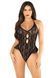 Боди Leg Avenue Lace Floral Lace Halter Teddy with Flutter Accent One Size, Black SX1755 фото 1