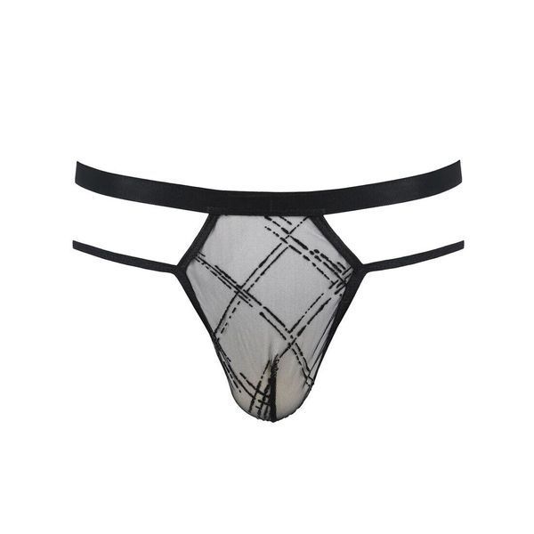 Мужские прозрачные стринги Passion 029 THONG COLLIN S/M Black, сетка SO7559 фото