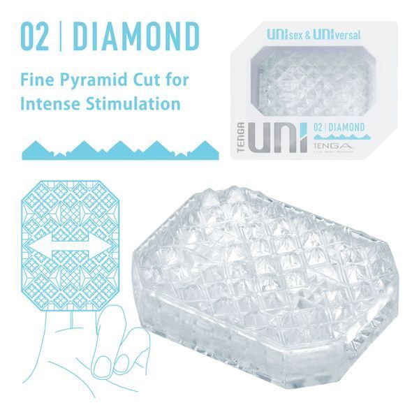 Унисекс-стимулятор Tenga UNI Diamond, белый, с зубчатым рельефом, лубрикант в комплекте SO9806 фото