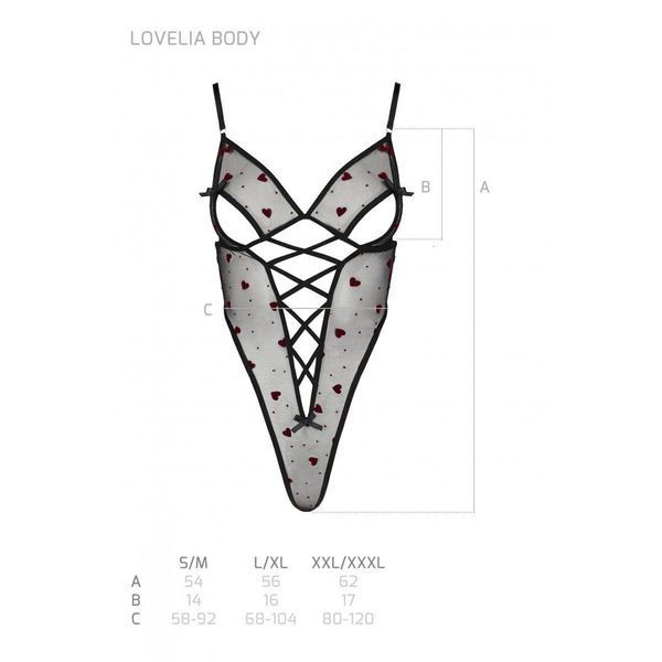 Эротическое боди с рисунком Passion LOVELIA BODY S/M, black SO4754 фото