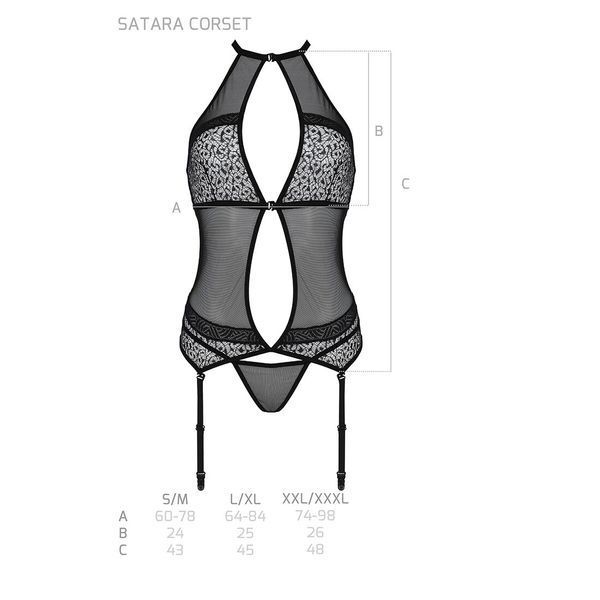Корсет с пажами Passion SATARA CORSET S/M red, стринги, кружево, застежки спереди и сзади SO8479 фото