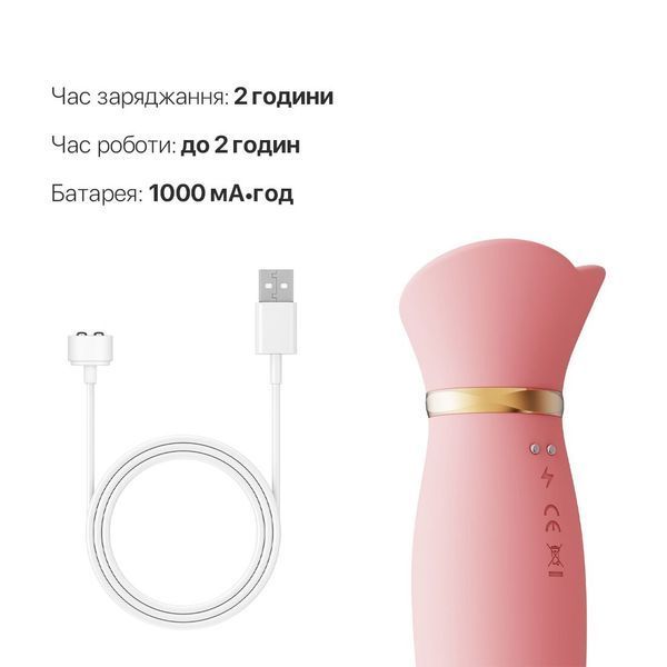 Вибратор с подогревом и вакуумной стимуляцией клитора Zalo - ROSE Vibrator Strawberry Pink SO6680 фото