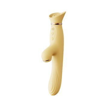 Вибратор с подогревом и вакуумной стимуляцией клитора Zalo - ROSE Vibrator Lemon Yellow SO6681 фото