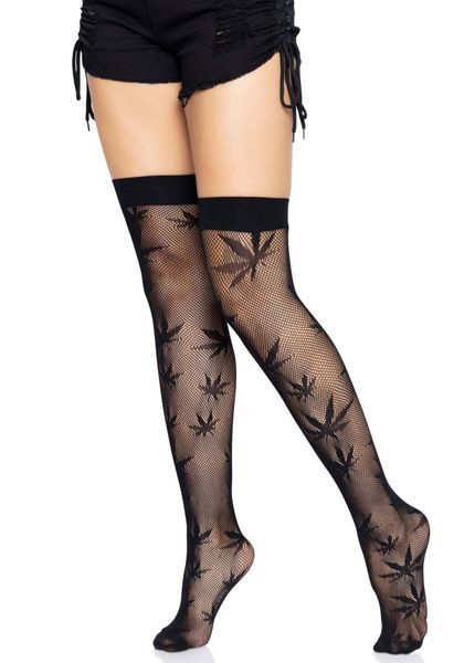 Чулки с рисунком Leg Avenue 420 Net thigh highs Black SO9159 фото