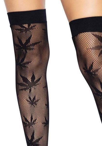 Чулки с рисунком Leg Avenue 420 Net thigh highs Black SO9159 фото