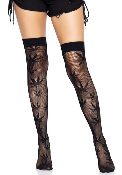 Чулки с рисунком Leg Avenue 420 Net thigh highs Black SO9159 фото