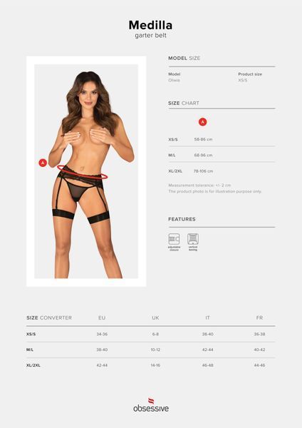 Пояс для панчіх Obsessive Medilla garter belt XL/2XL SO9057 фото
