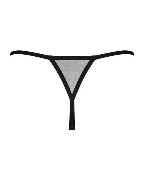 Трусики-стринги Obsessive Novenes crotchless thong, XL/2XL, сетка, стрепы, украшение со стразами SX0624 фото