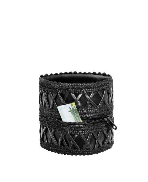 Жіночий гаманець-браслет Noir Handmade F326, black, під шкіру, рельєфний візерунок, кишеня на блискавці SX0387 фото