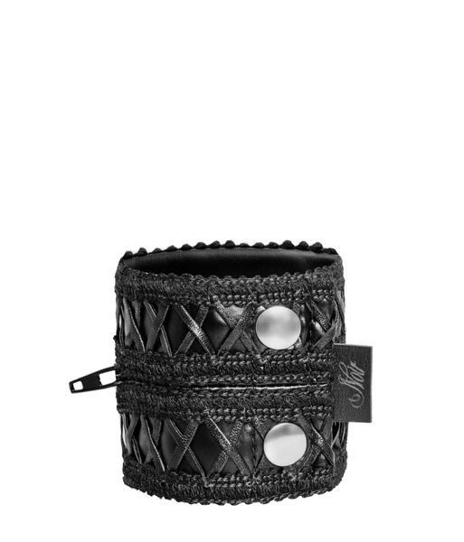 Жіночий гаманець-браслет Noir Handmade F326, black, під шкіру, рельєфний візерунок, кишеня на блискавці SX0387 фото