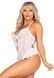 Боди Leg Avenue Lace Floral Lace Halter Teddy with Flutter Accent One Size, White SX1756 фото 4